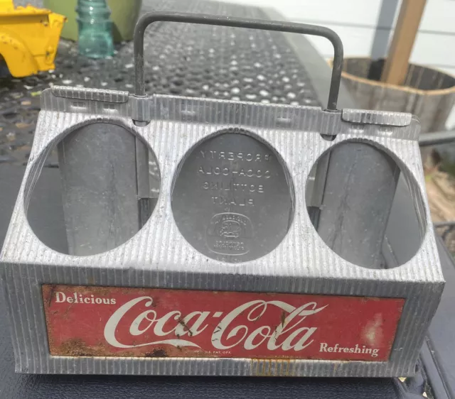 Vintage COCA COLA COKE 1950’s Aluminum Metal 6-Pack Bottle Carrier Holder 3