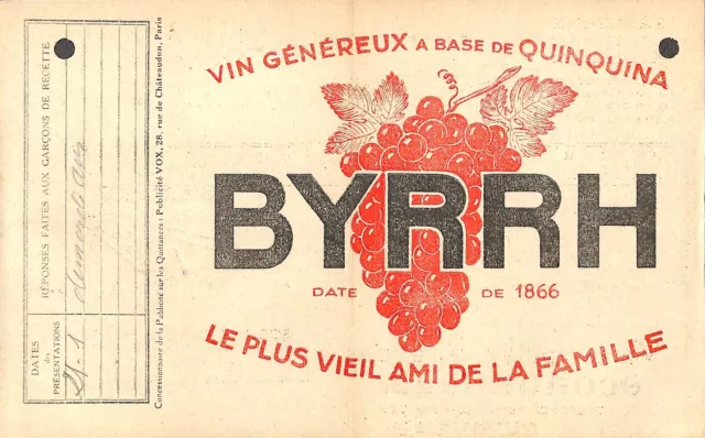 Société Du Gaz De Paris / Byrrh Vin Généreux / Facture