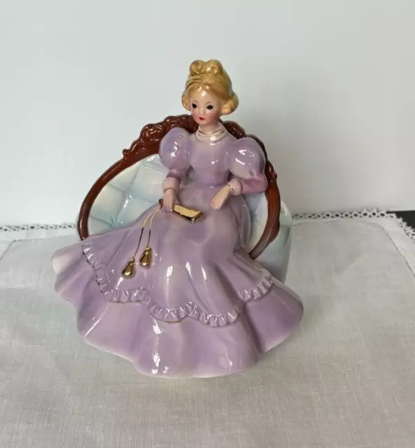 Josef Originals rare 1960s 'Victorian Girl Planter' series J370; lavender lady