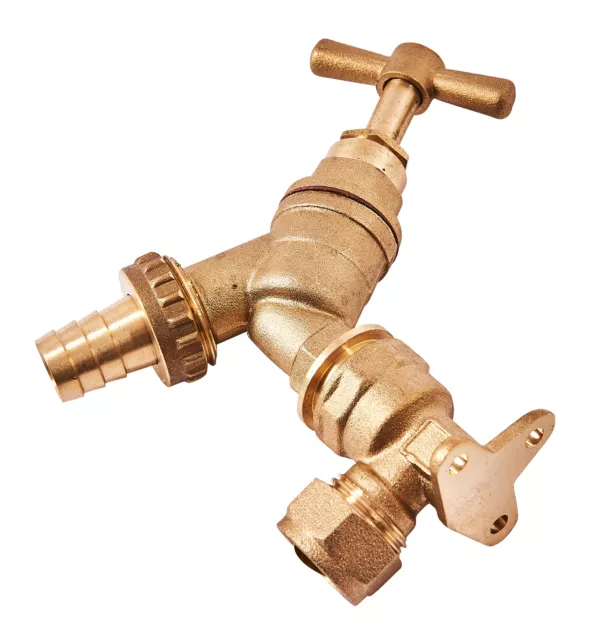 1/2" X 3/4" Outside Garden Brass Tap & Wall Plate Elbow Adaptor Pipe Bib Hose 3