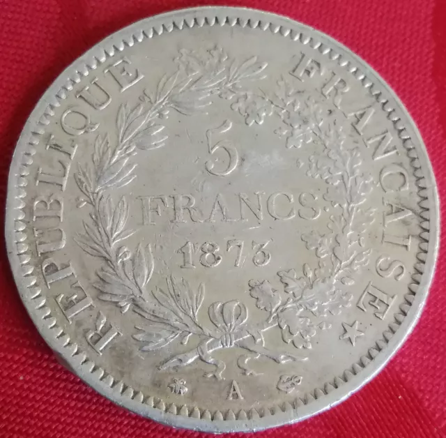 FRANCE IIIème République MONNAIE 5 francs HERCULE 1873 A PARIS écu ARGENT SUP