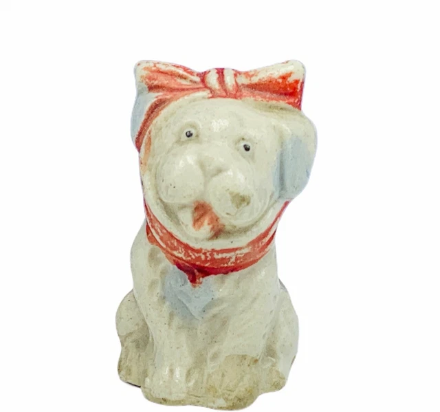 Occupied Japan puppy dog vtg miniature schnauzer red bow gift decor puppies mcm