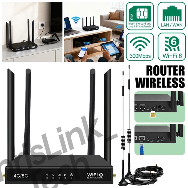 4G LTE CPE Wireless Router Unlocked WIFI6 With SIM Card Slot Antenna UK ...