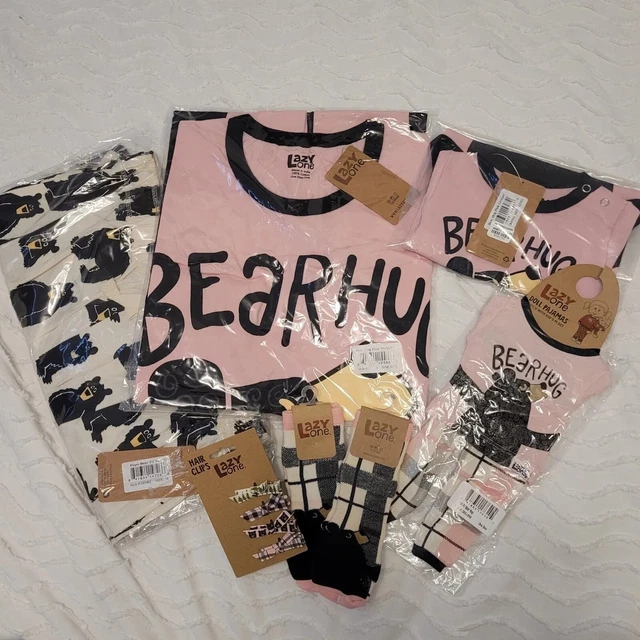 BNWT Lazy One Bear Hug family matching pyjamas