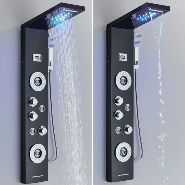 Colonne de Douche Hydromassante Panneau Acier Inox avec Ecran LCD de Température 3