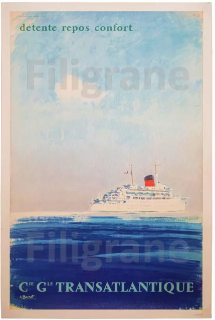 Cie TRANSATLANTIQUE Rwta - POSTER HQ 40x60cm d'une AFFICHE VINTAGE