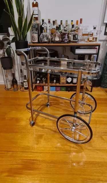 Smith Rectangle Chrome Glass Bar & Drinks Trolley Cart Storage Wine Beer Spirits