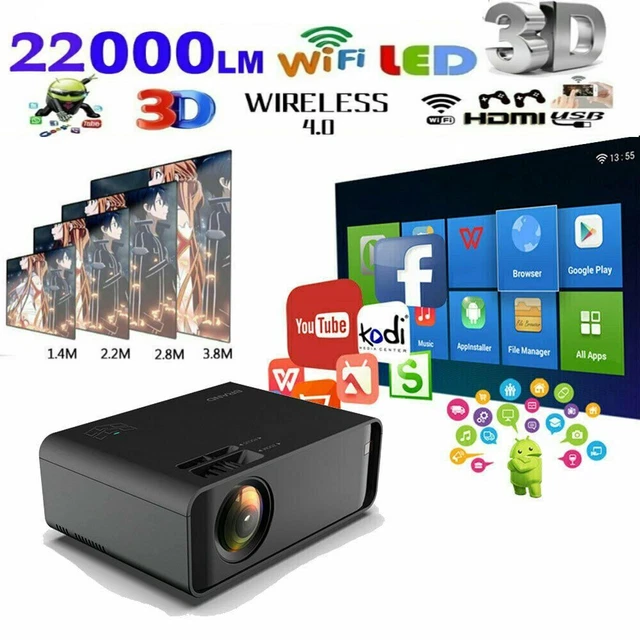 Smart 1080P HD Android WiFi 3D Mini Video Projector Home Theatre Cinema HDMI
