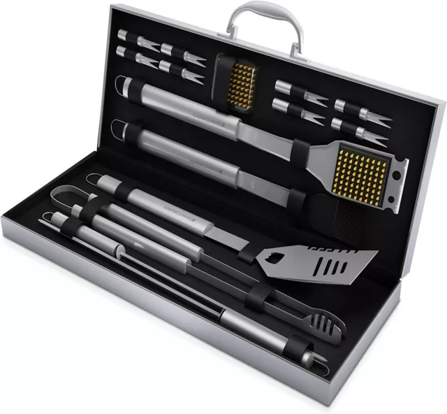 Home-Complete HC-1000 Barbecue Tools 16PC Grill Set Metal Case Great Gift