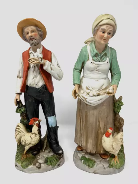 2 pc. Home Interior HOMCO Old Man and Woman Collection Porcelain Figurines #1434