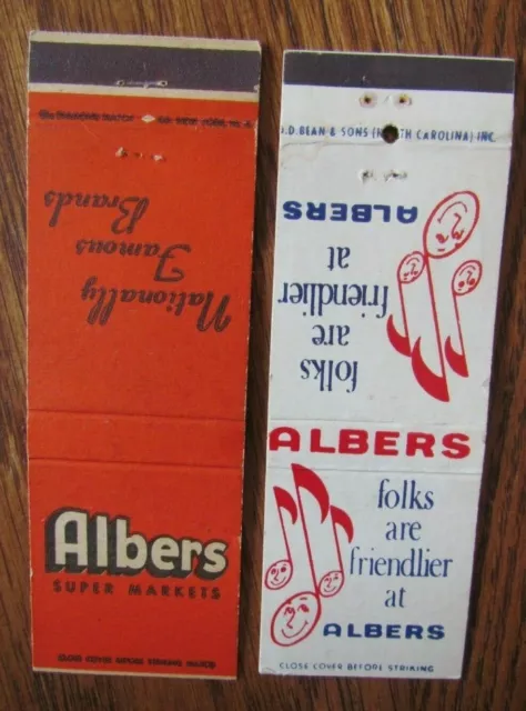 Supermarkets 2 Matchbook Matchcovers: Albers Stores (Hq: Atlanta, Georgia) -F9