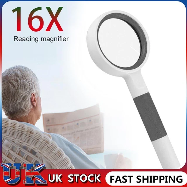 ❀ 16X Handheld Magnifying Glass Magnifier for Seniors Reading (Black White)