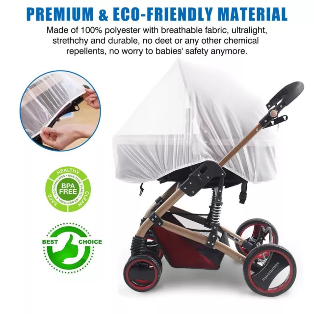 Durable Baby Stroller Mosquito Net - Bug Net for Strollers, Bassinets, Cradles