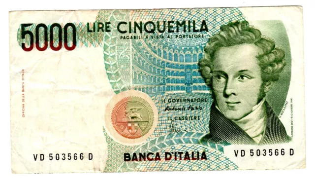 Italie ITALY ITALIA Billet 5000 LIRE 1985 P111 V. BELLINI   BON ETAT