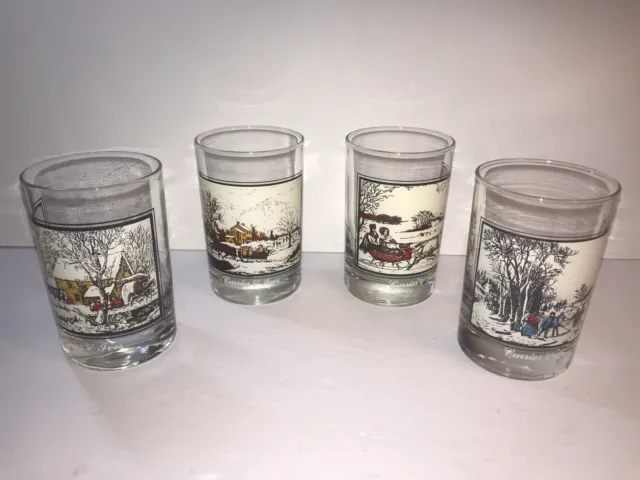 Arby’s Currier & Ives Collectible Winter Tumblers Glasses 1978-1981 Set of 4