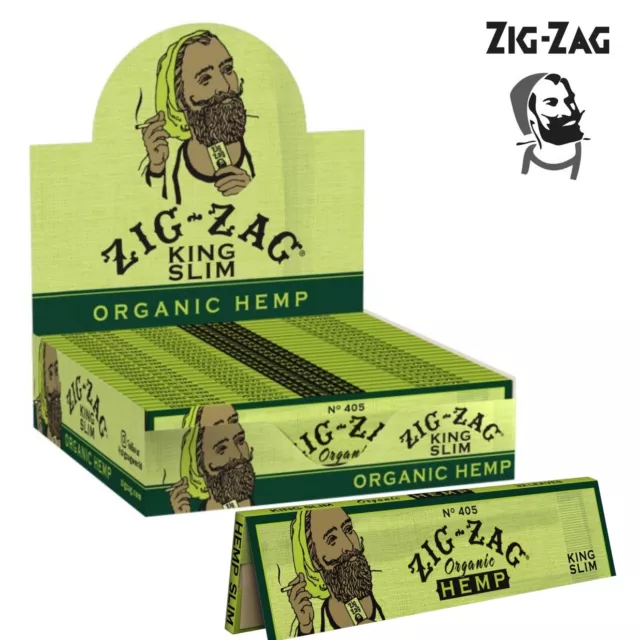 Zig Zag Organic Hemp Green King Size Rolling Paper 24 Booklets FULL BOX