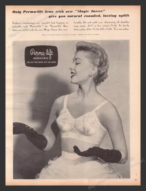 Perma-lift Brassieres Blonde Strapless Option Bra 1950s Print Advertisement  1956