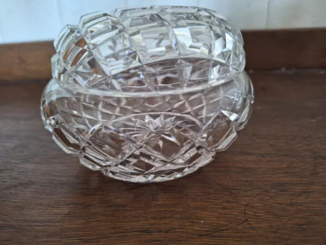 Lead Cut Crystal Jar Jewellery Box Lidded Trinket Jar Glass Pot