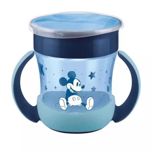 NUK Disney Mickey Mouse Mini Magic Cup Night 160ml mit Trinkrand und Deckel blau