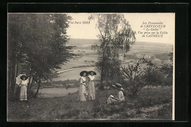 CPA Crevecoeur, les Promenades, Vue prise sur la Vallée de Catheaux