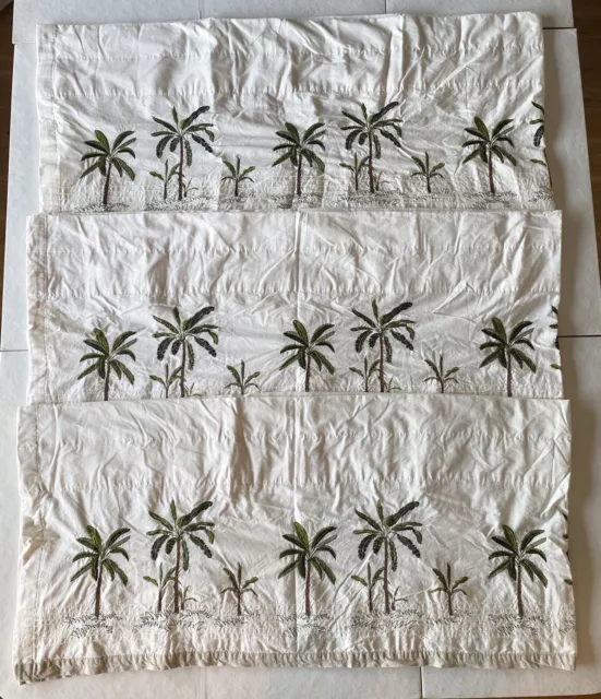 Set Of 3 Croscill Home Tailored Valance Curtains Palm Trees Oatmeal 21857