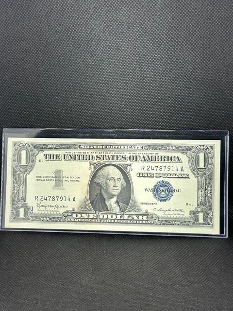 1957 One Dollar Blue Seal Note Silver Certificate Old US Bill $1 Money