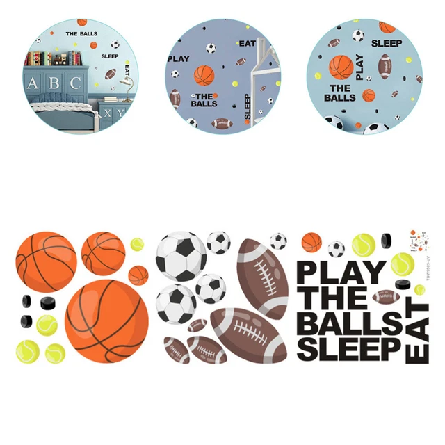 2 Stickers Muraux Football - 45x75 Cm, Autocollants Ballon Pour Chambre Enfant, Salle De Sport | PVC Adhésif - 7