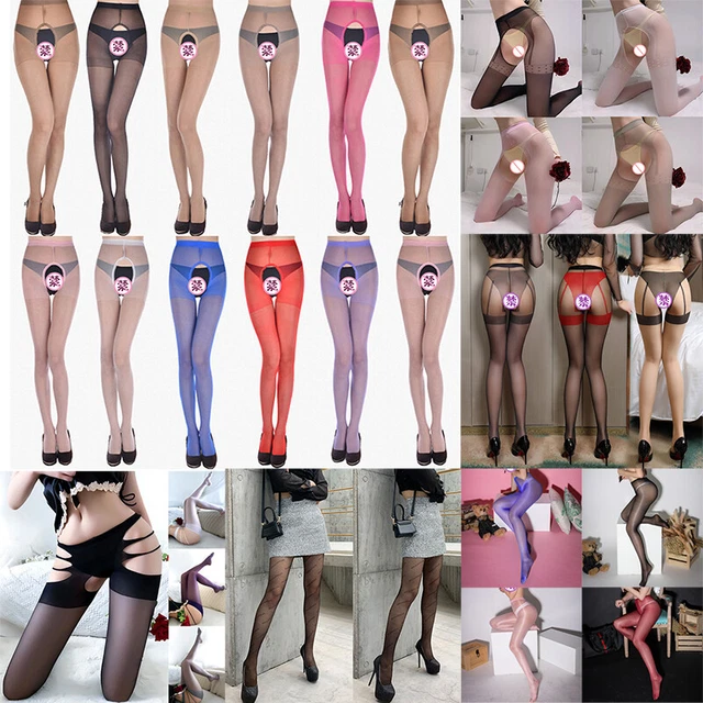 Dame Femme Collant Neuf Entrejambe Ouvert sans Pur Chaussettes Bas .J