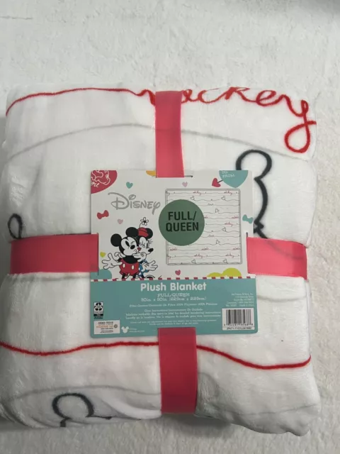 New Disney Mickey Mouse Full/Queen  Blanket Plush Fleece Throw 90x90