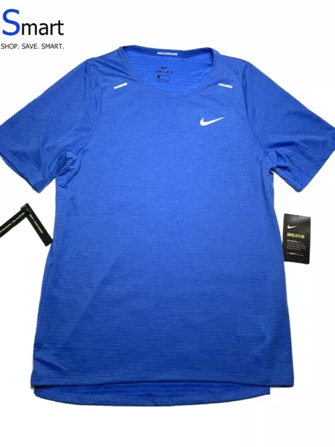 NWT SIZE S-M MEN Nike BREATHE Miler Logo RUNNING T-Shirt DriFit Reflective Trim