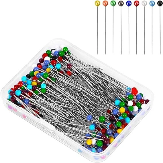 Alfileres Costura Cabeza Bola: 112 Unidades Colores, Caja Incluida