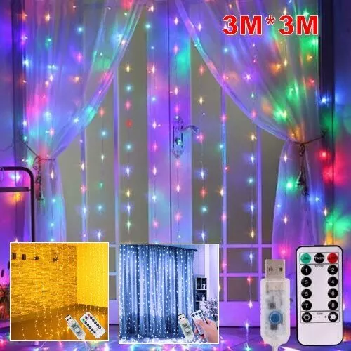 300 600 LED String Fairy Curtain Lights Waterfall Lamp Christmas Wedding Party