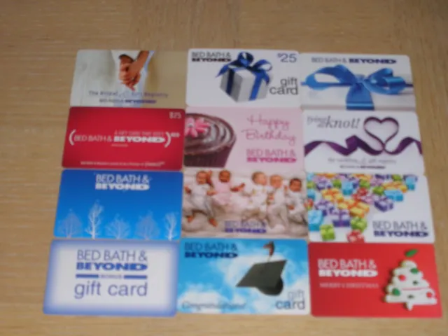 Bed Bath & Beyond    12 different new and used collectible gift cards