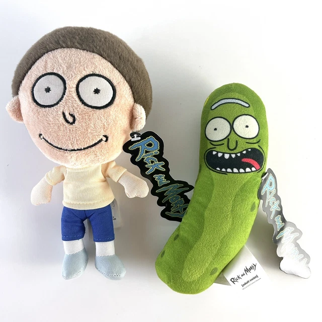 RICK AND MORTY Plush Set of 2: Morty 23cm Tall Pickle Rick 19cm