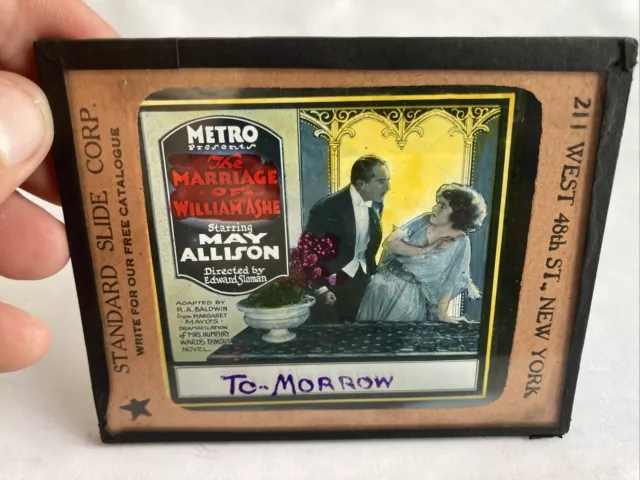 ADVERTISING MOVIE THEATER MAGIC LANTERN GLASS SLIDE The Marriage Of William Ashe