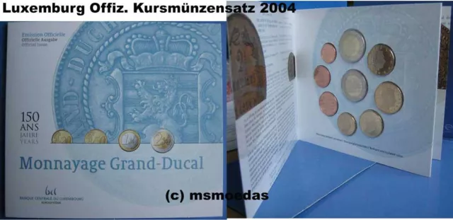 Luxemburg Off. Kursmünzensatz KMS Jahr 2004 mit 1 Cent bis 2 Euro + 2 Euro cc BU