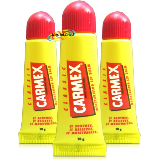 3x Carmex Classic Moisturising Lip Balm Tube For Chapped Dry Cracked Lips 10g