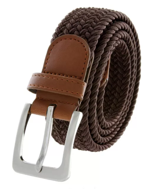 Men's Stretch Belt Braided Elastic Casual Weave Canvas Fabric Woven Belt 1-3/8"