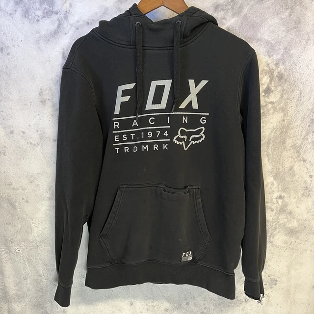 FOX Racing Hoodie Mens Medium Spell Out Logo Black