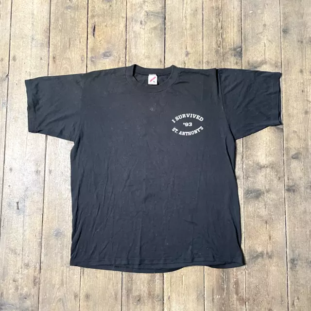 Vintage T-Shirt College Graphic Single Stitch Tee, Black, Mens XL