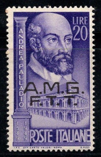 Trieste A 1949 Sass. 50 MNH 100% 20 lire, Andrea Palladio