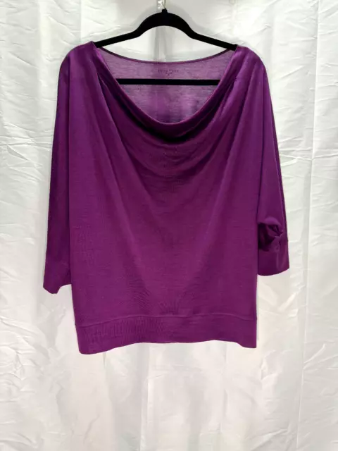 Eileen Fisher drape neck 3/4  dolman sleeve purple soft silk and cotton blend