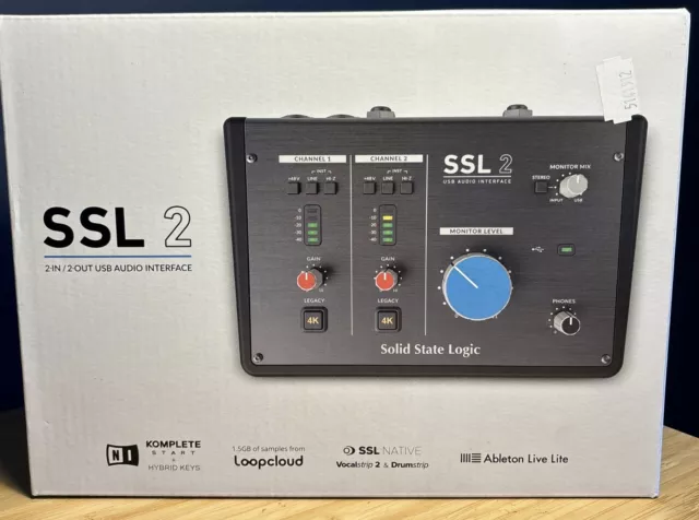 Solid State Logic SSL 2 USB Audio Interface, 2-in/2-out, with 2 Mic/Line/Instrum