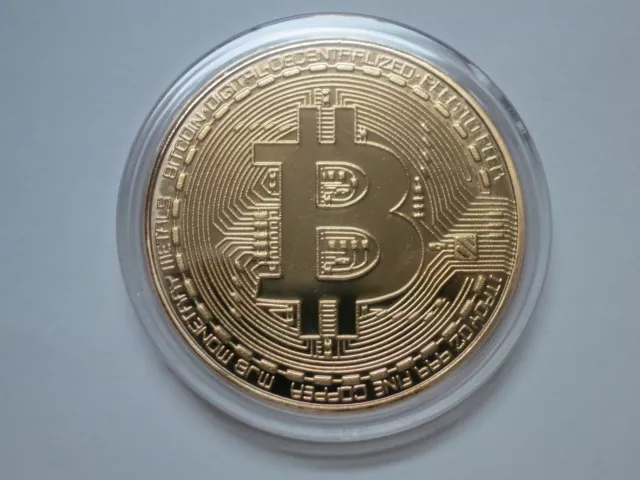 Bitcoin Gold Plated Physical Bitcoin BTC Cryptocurrency Collectible Coin in Case