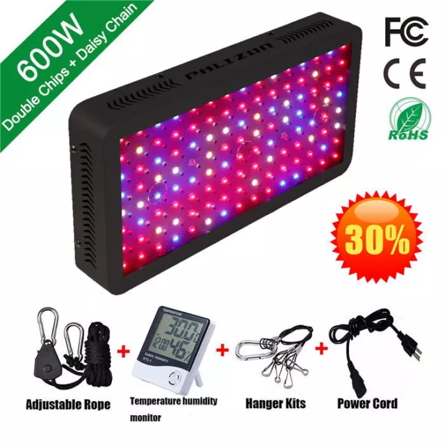 Phlizon LED Grow Light 600W Full Spectrum Kit Indoor Hydroponic 2x2ft Veg Flower