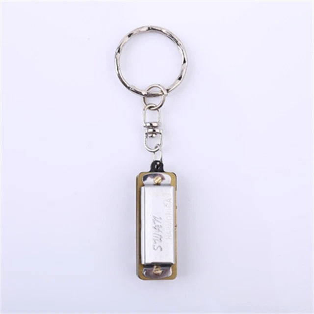 Harmonica Collier Miniature - 4 Trous, 8 Sons, Pendentif Portable En Métal Et Résine (Argent)