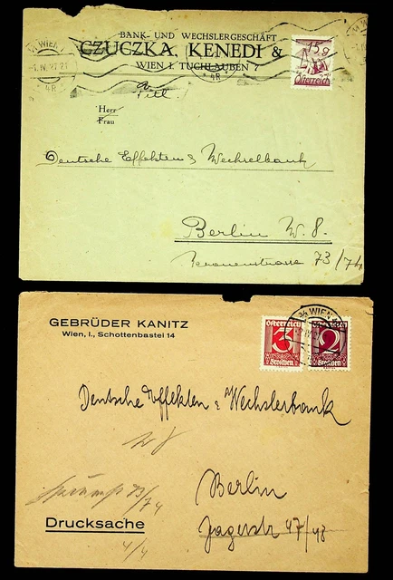 Österreich 1927 Set Mit 2 Bezüge W/3v Von Wien Sich Berlin Deutschland
