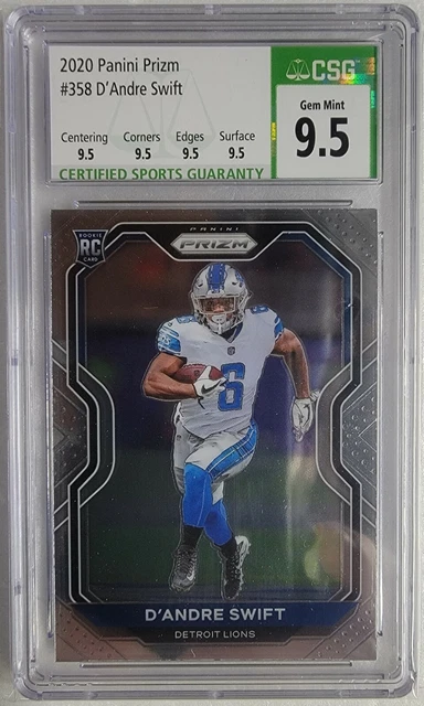 2020 Panini Prizm D'andre Swift Rc Base Lions #358 Csg 9.5 Gem Mint W Subs Psa