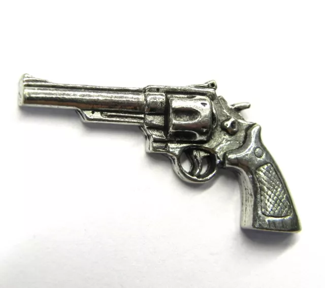 Revolver Pin Anstecknadel Pistole Anstecker Hutnadel Abzeichen Hut Schmuck Neu 2