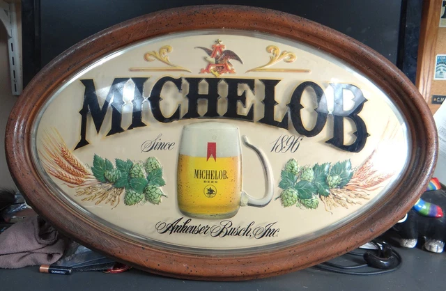 Michelob Beer Sign - Plastic Lens - 3D Oval - 23" x 15" - Very good condition